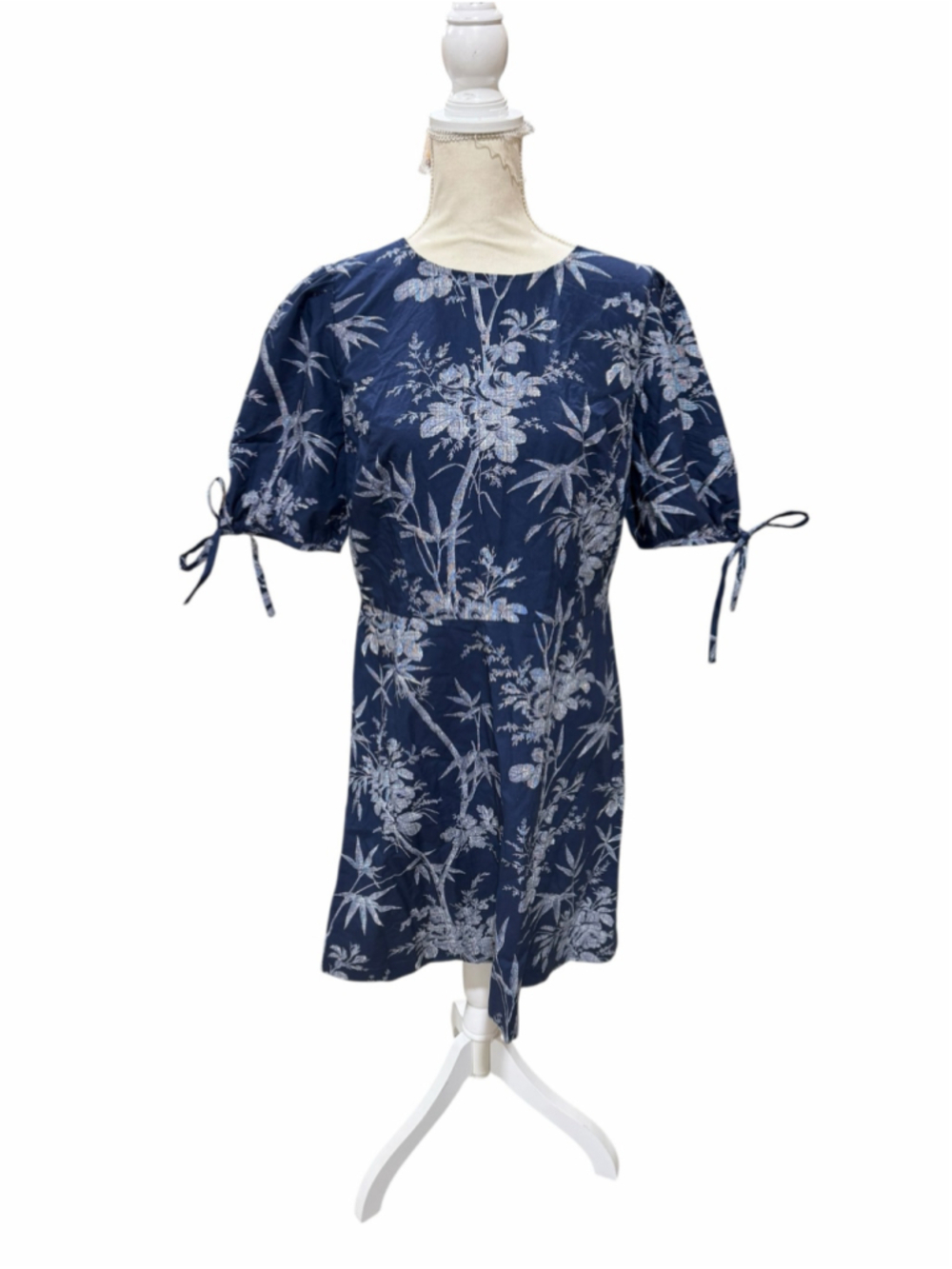 Women's Loft Floral Mini Dress Navy White Size 8